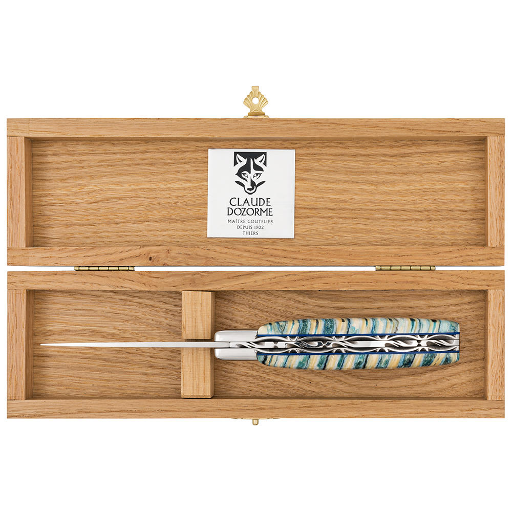 Le Thiers® RLT Klappmesser Damast, Mammutbackenzahn