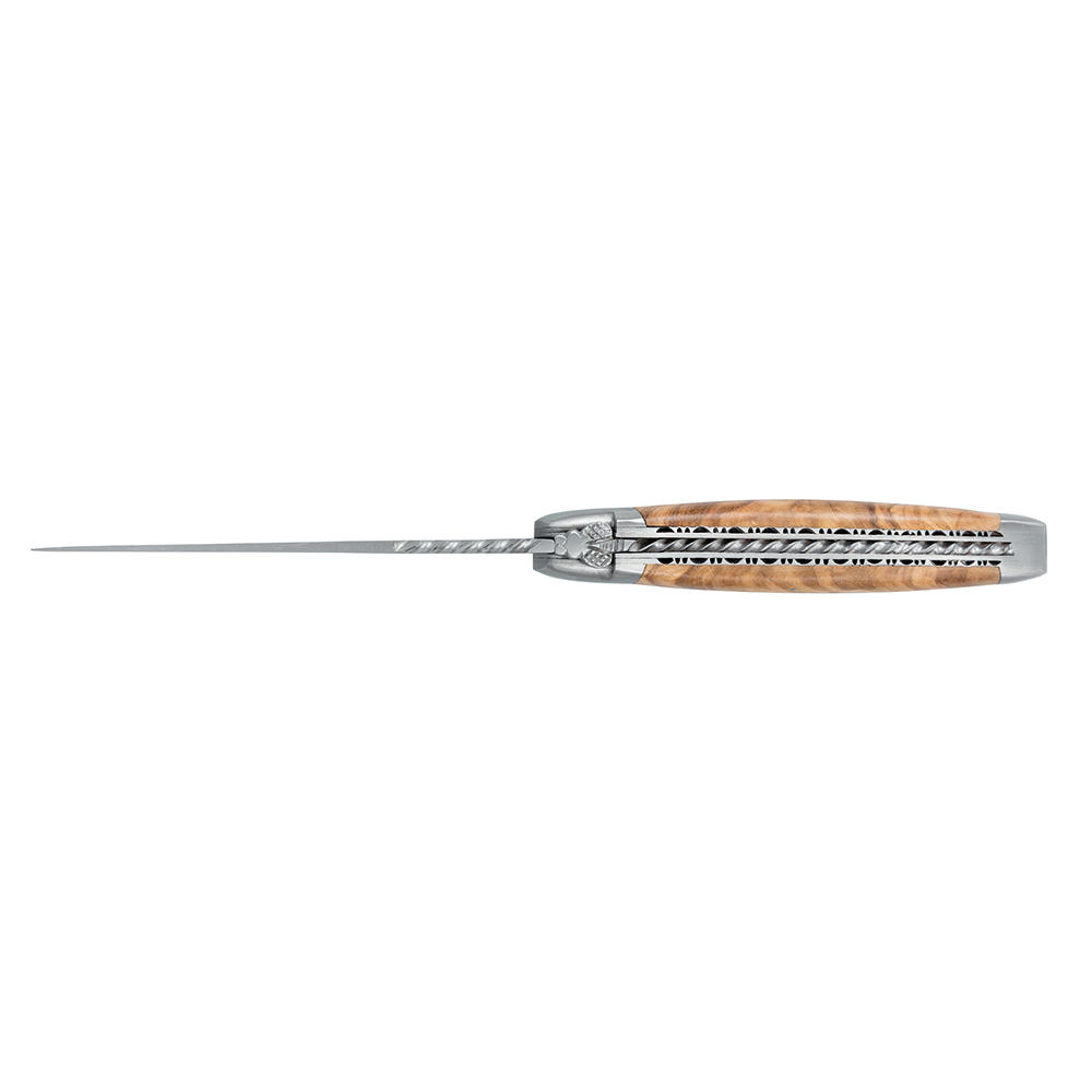 Couteau pliant Laguiole double platine, bois d'olivier