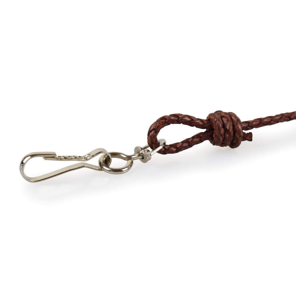 »Glasgow« Whistle Lanyard, Braided Leather, Brown