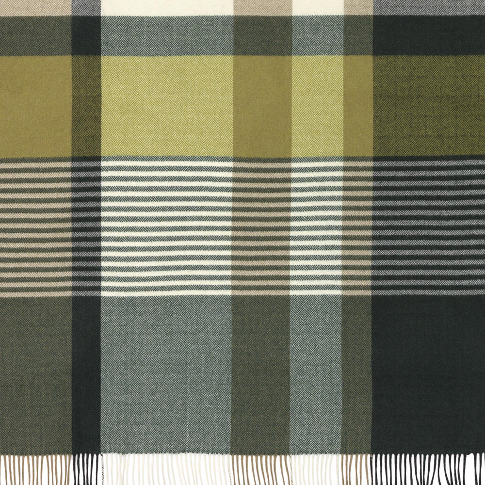 Couverture » Harris «, vert olive/pois, 215 x 150 cm