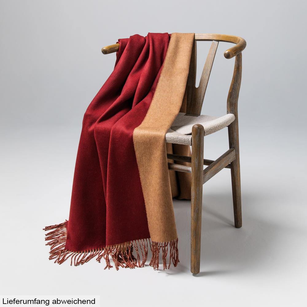 Johnstons of Elgin Kaschmir-Decke, Doubleface, claret/fawn
