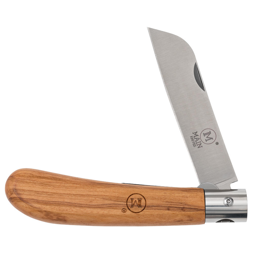 MAIN »German Line« Folding Knife, Sheep Foot, Olive Wood