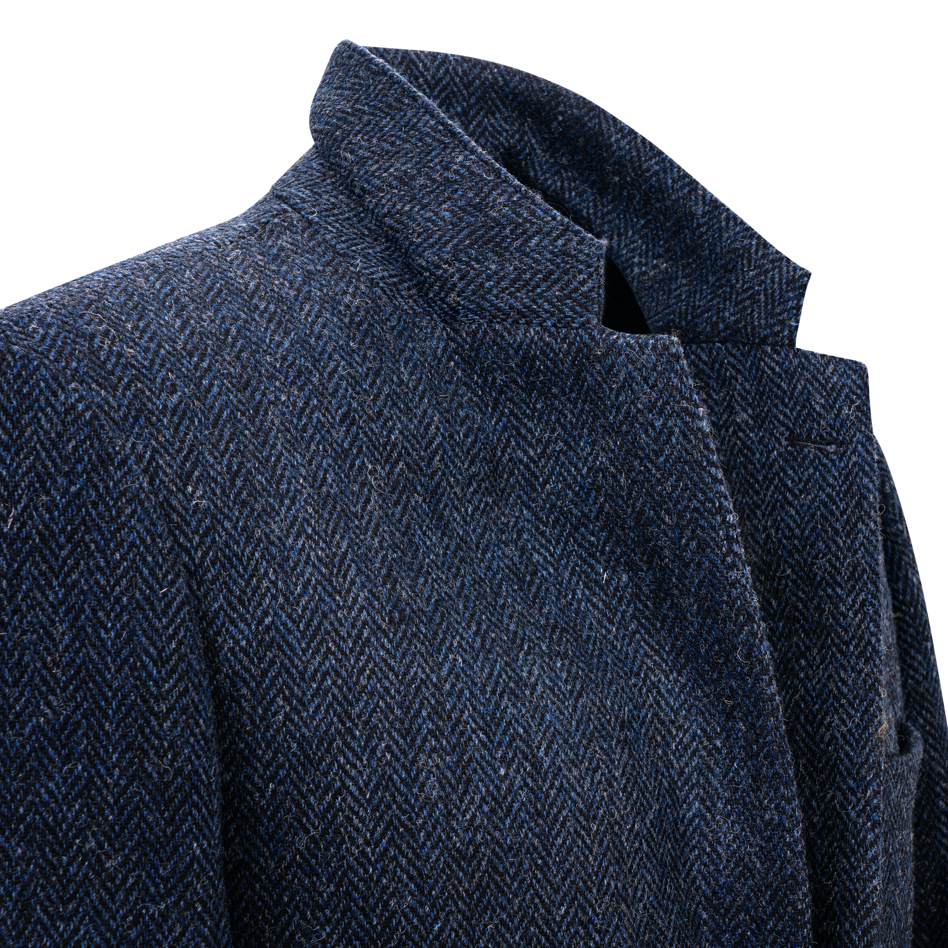 Herren Harris Tweed-Sakko, Fischgrat, blau/schwarz