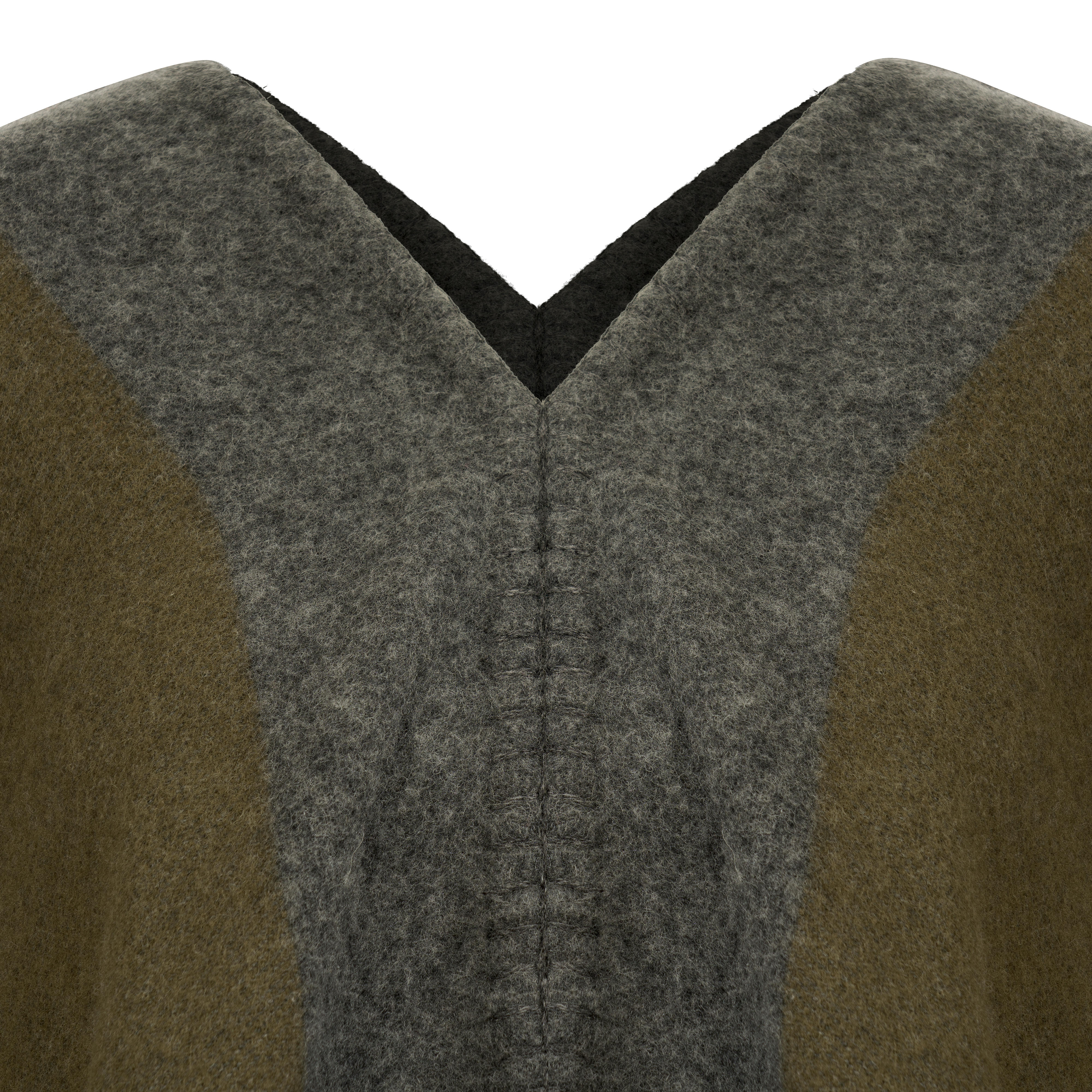 Johnstons of Elgin Schurwoll-Poncho, oliv/grau