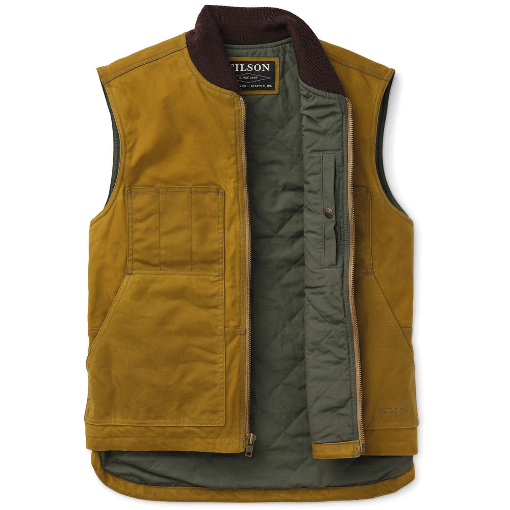 Filson Tin Cloth Insulated Work Vest, Dark Tan