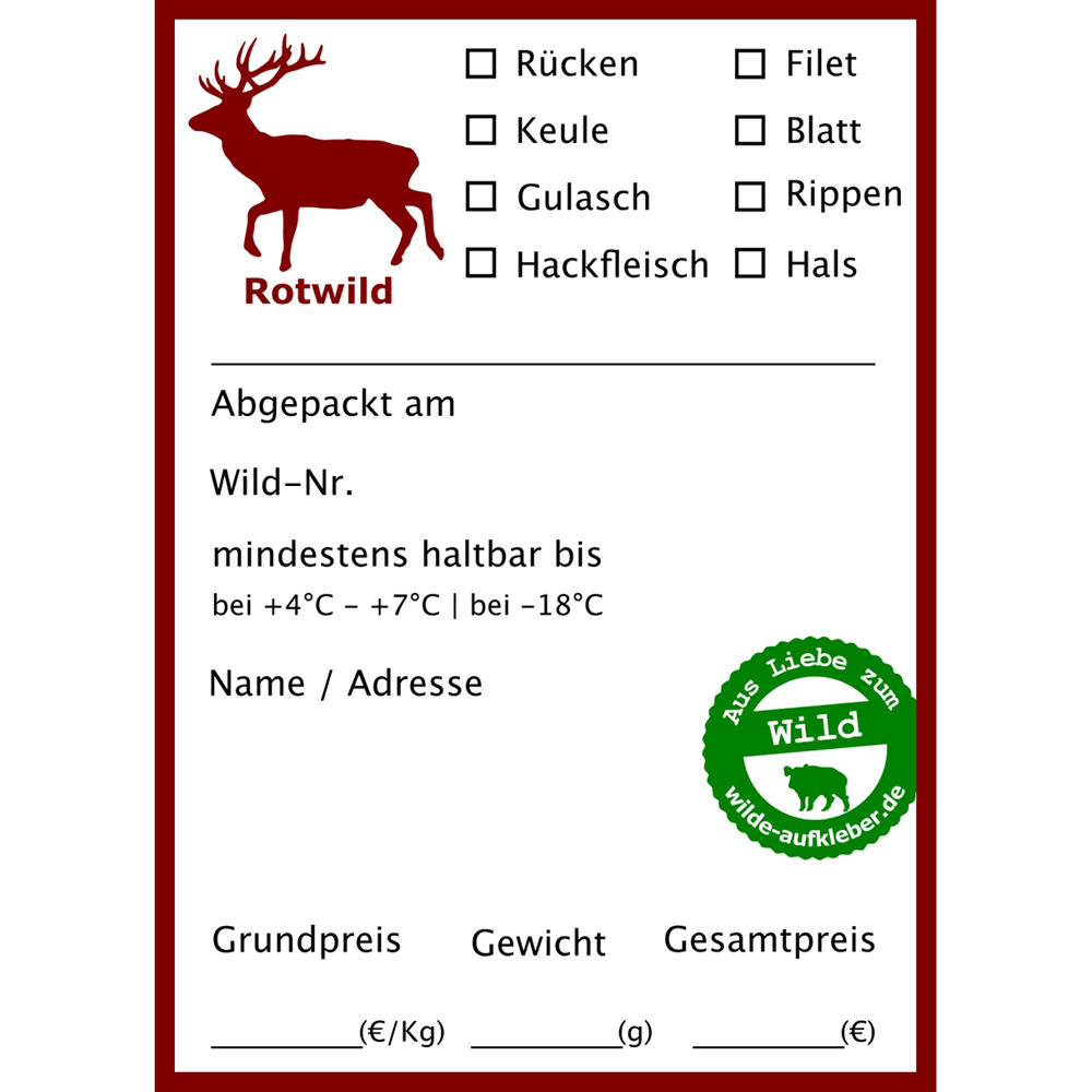 Étiquettes de chasse pour sachets de mise sous vide, motif cerf 