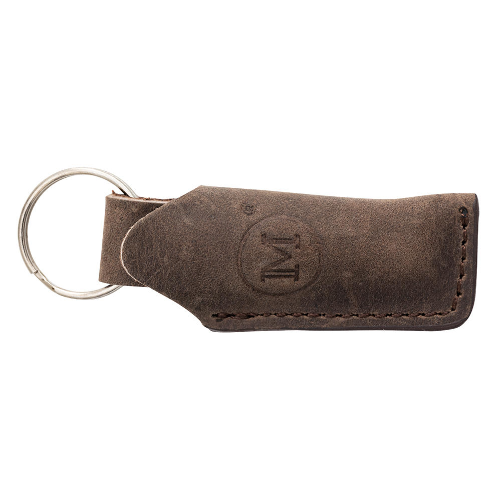 MAIN »Mini Line« Folding Knife, Walnut, Clip Point, with Leather Case