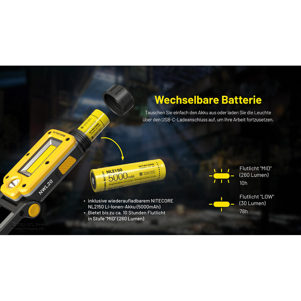 Nitecore® NWL20 Arbeitsleuchte, 600 lm