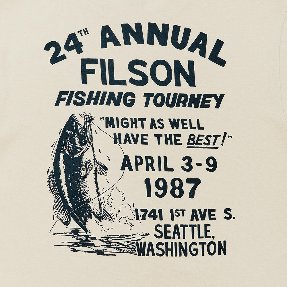 Filson S/S Pioneer Graphic T-Shirt, Stone/Fishing Tourney
