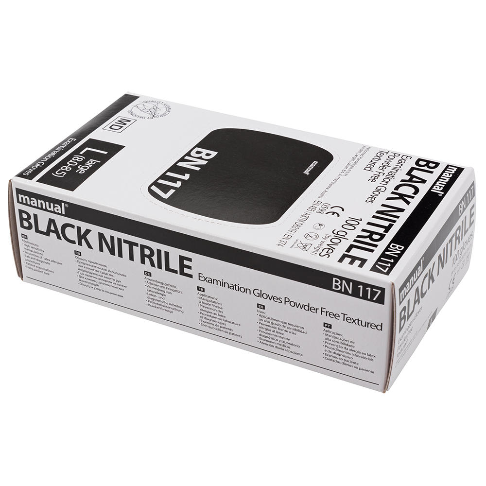Nitrile Gloves, Black, Size XL
