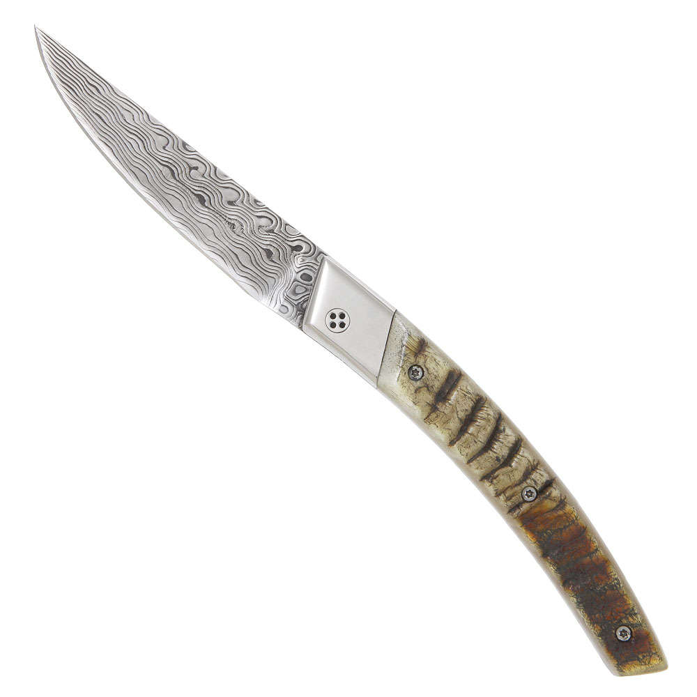 Le Thiers® RLT Klappmesser Damast, Widderhorn