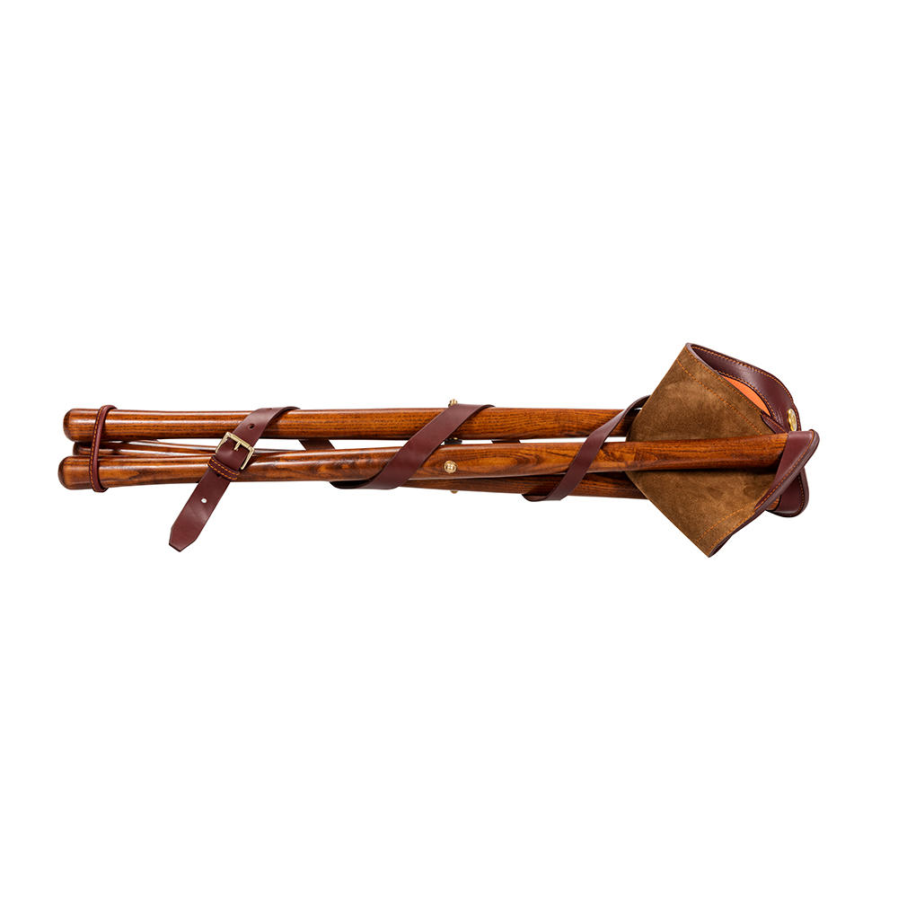 Alexandre Mareuil Hunting Chair, Leather/Wood, Orange, 80 cm
