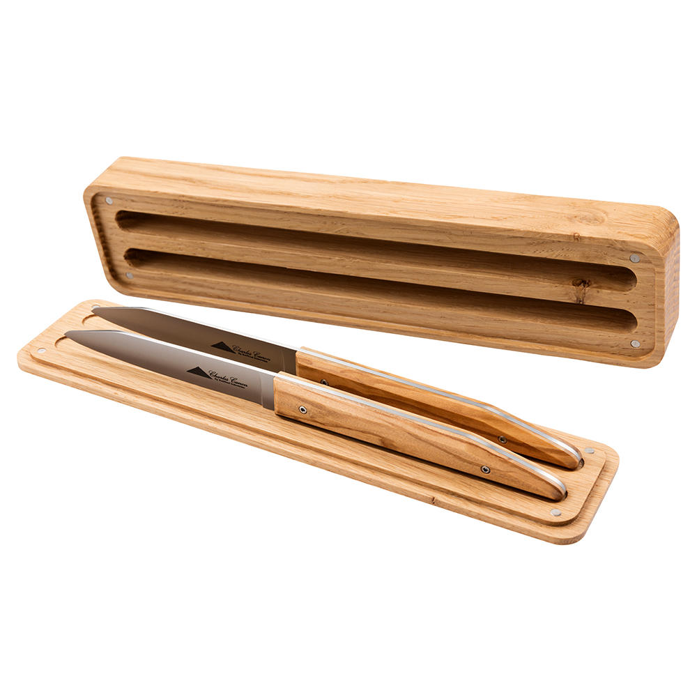 Couteaux de table et à viande Le Terril, jeu, 2 pièces, bois d’olivier