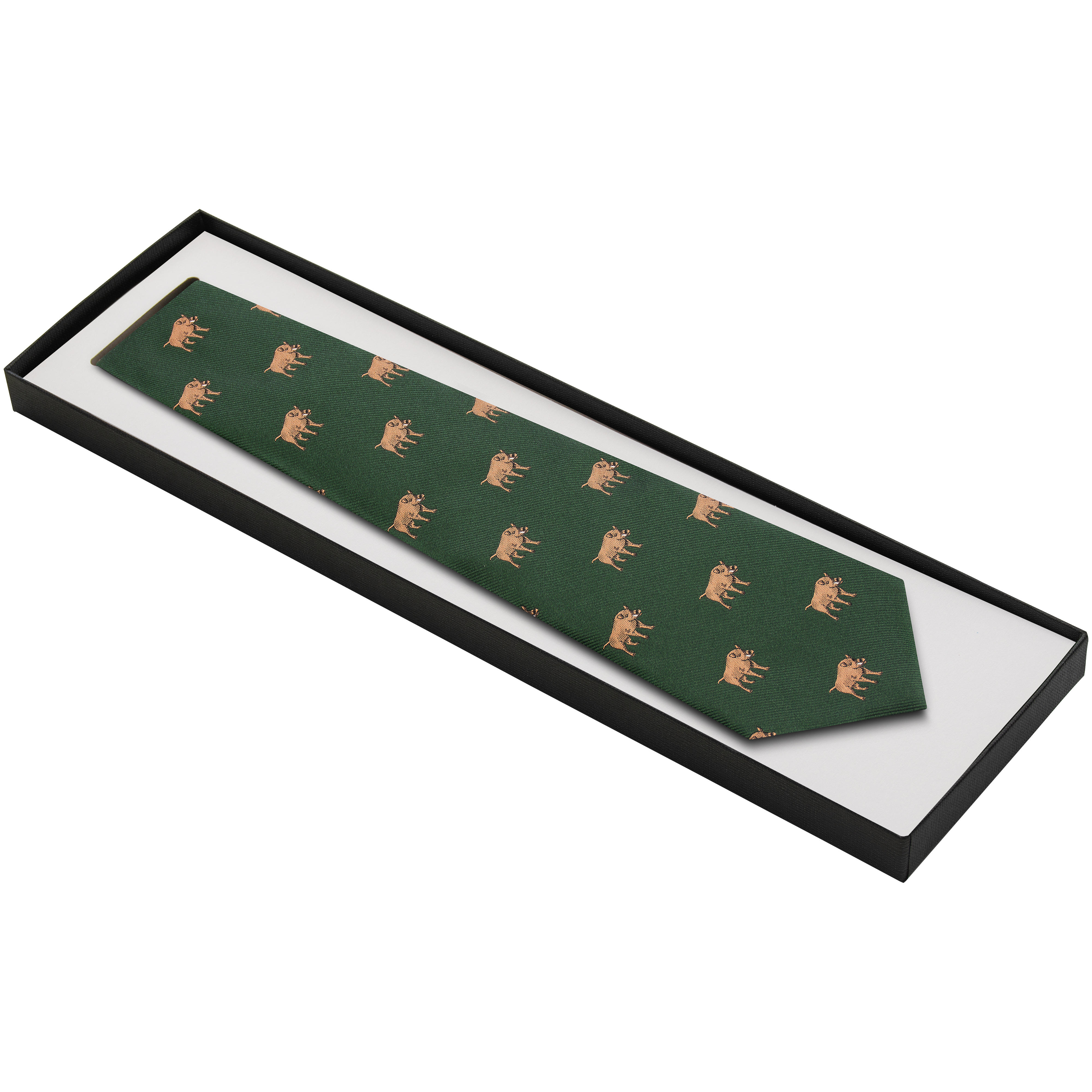The GunDog Affair Tie, Wild Boar Motif, Green