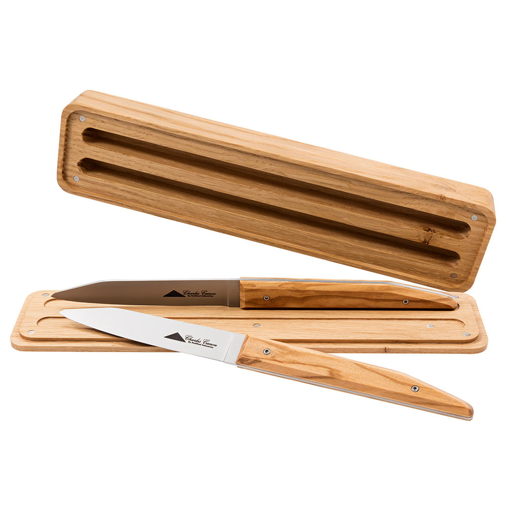 Couteaux de table et à viande Le Terril, jeu, 2 pièces, bois d’olivier