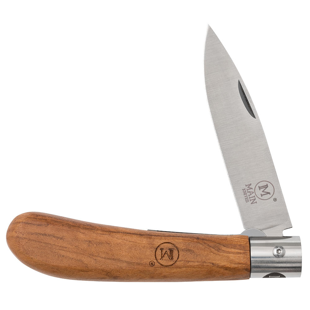 MAIN »German Line« Folding Knife, Drop Point, Olive Wood