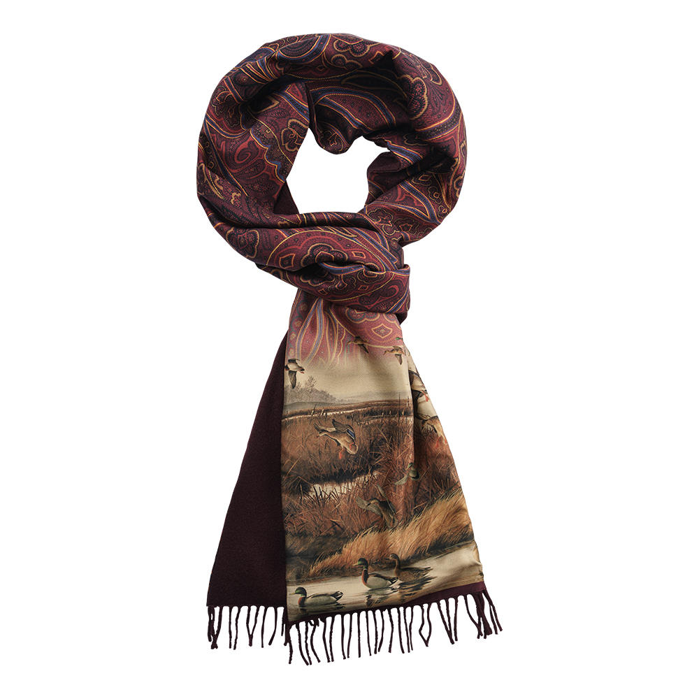 Doubleface Scarf, »Duck«, Cashmere/Silk, Burgundy