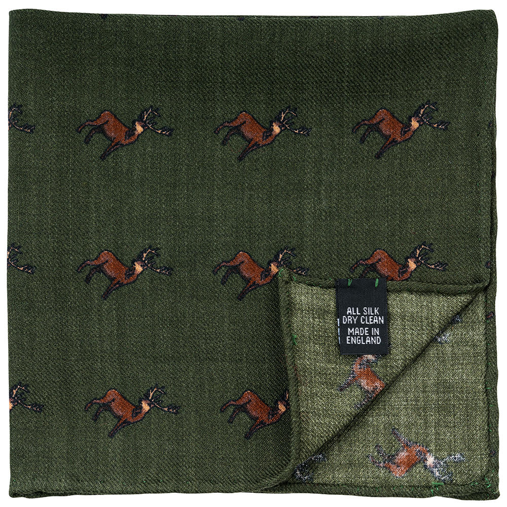 Pocket Square, Stag, Green