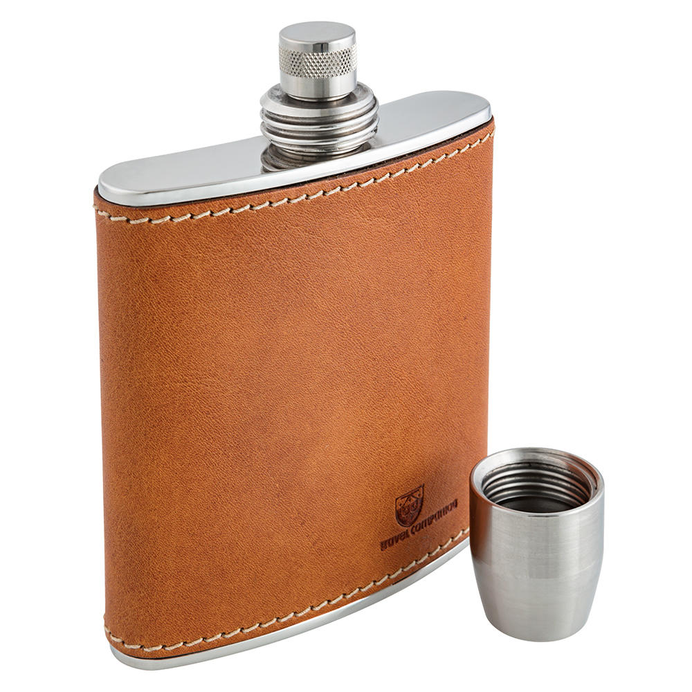 BEIER Hipflask with Screw Cap, 175 ml, Light Brown