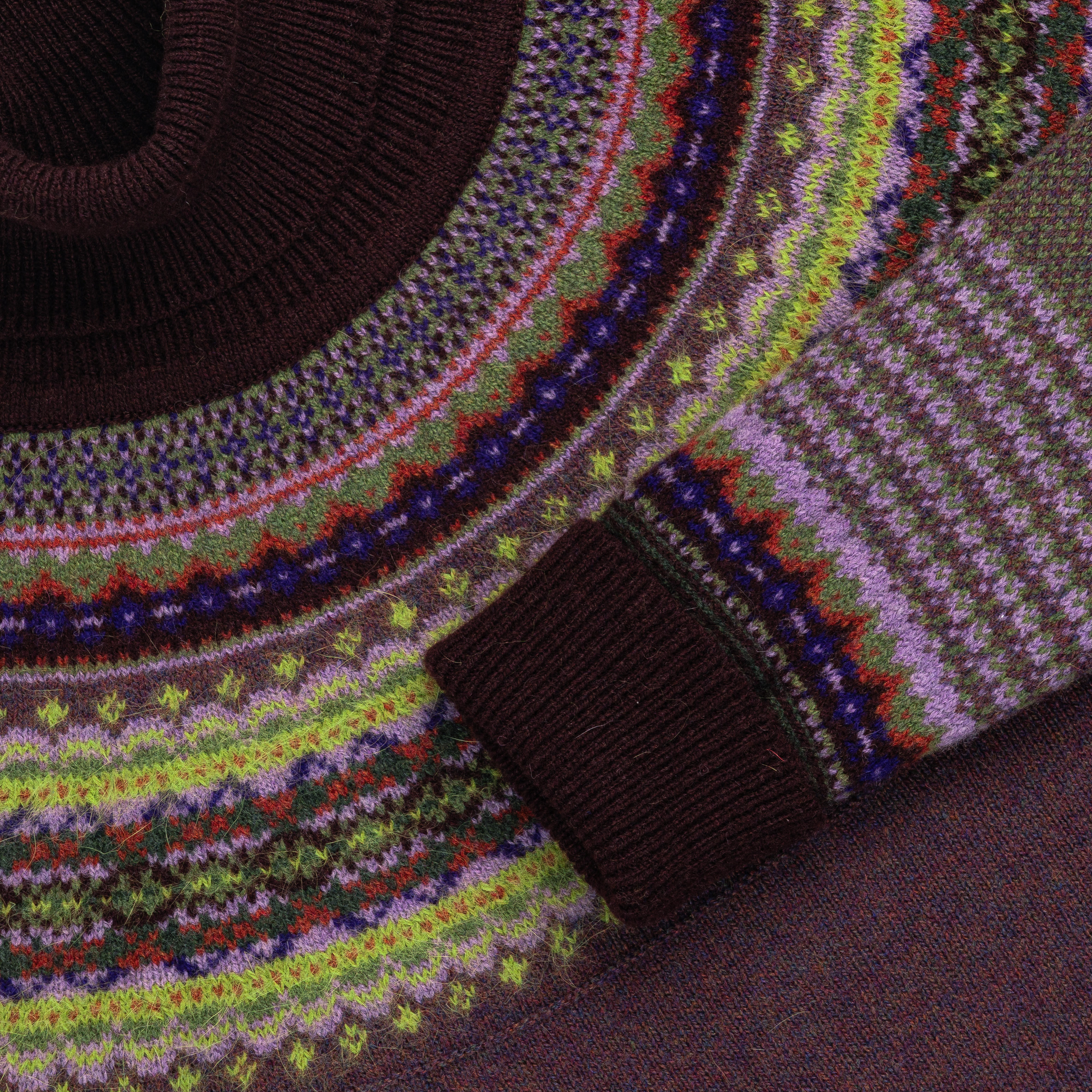 Pull à col roulé pour femme Eribé » Fair Isle «, Heather