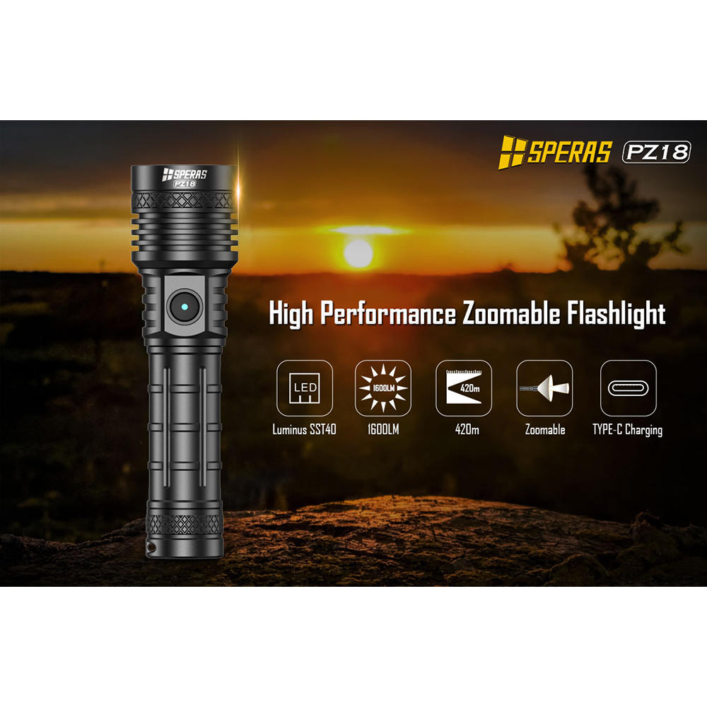 SPERAS PZ18 Taschenlampe, LED, 1600 lm