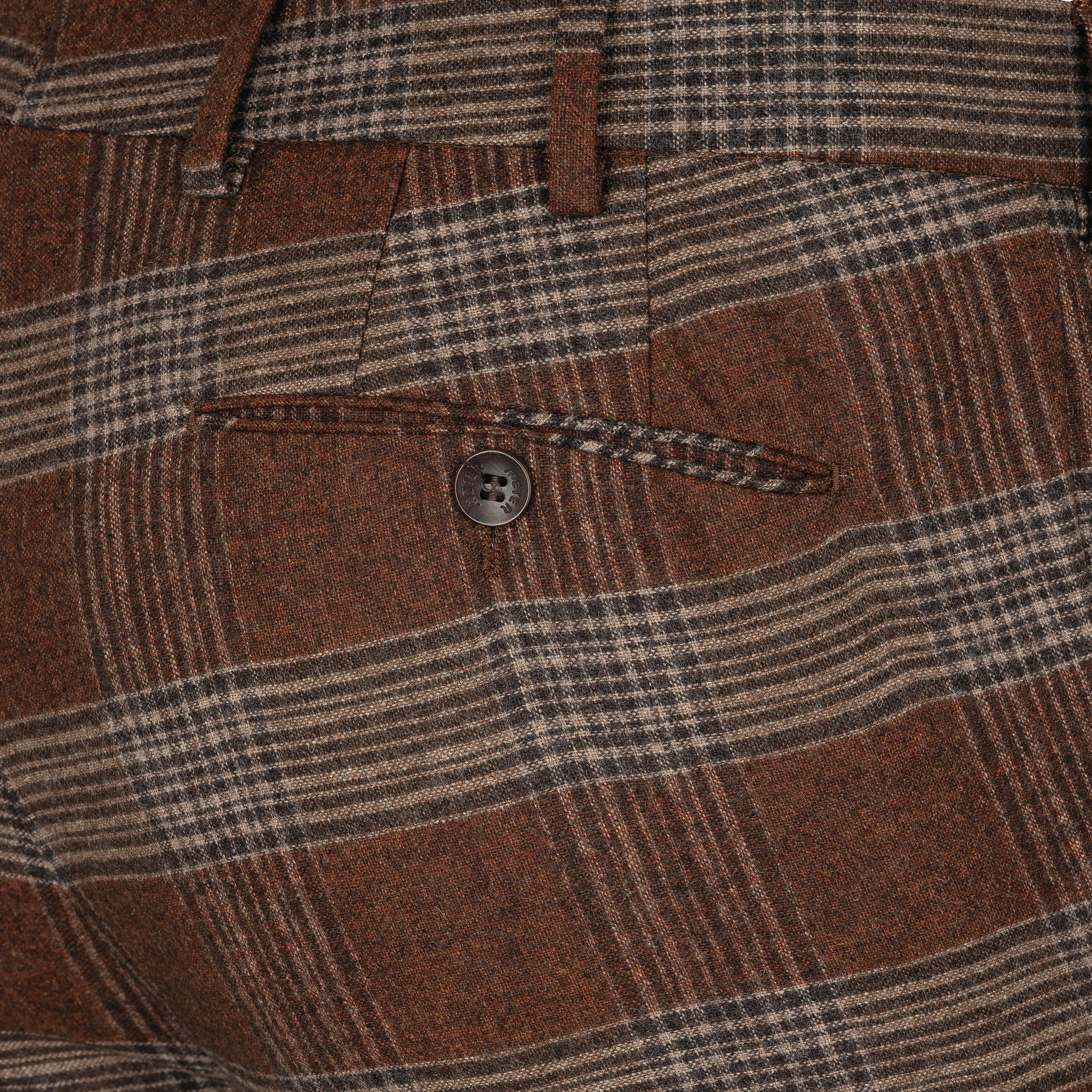 Meyer »Bonn« Men's Wool Trousers, Brown Check