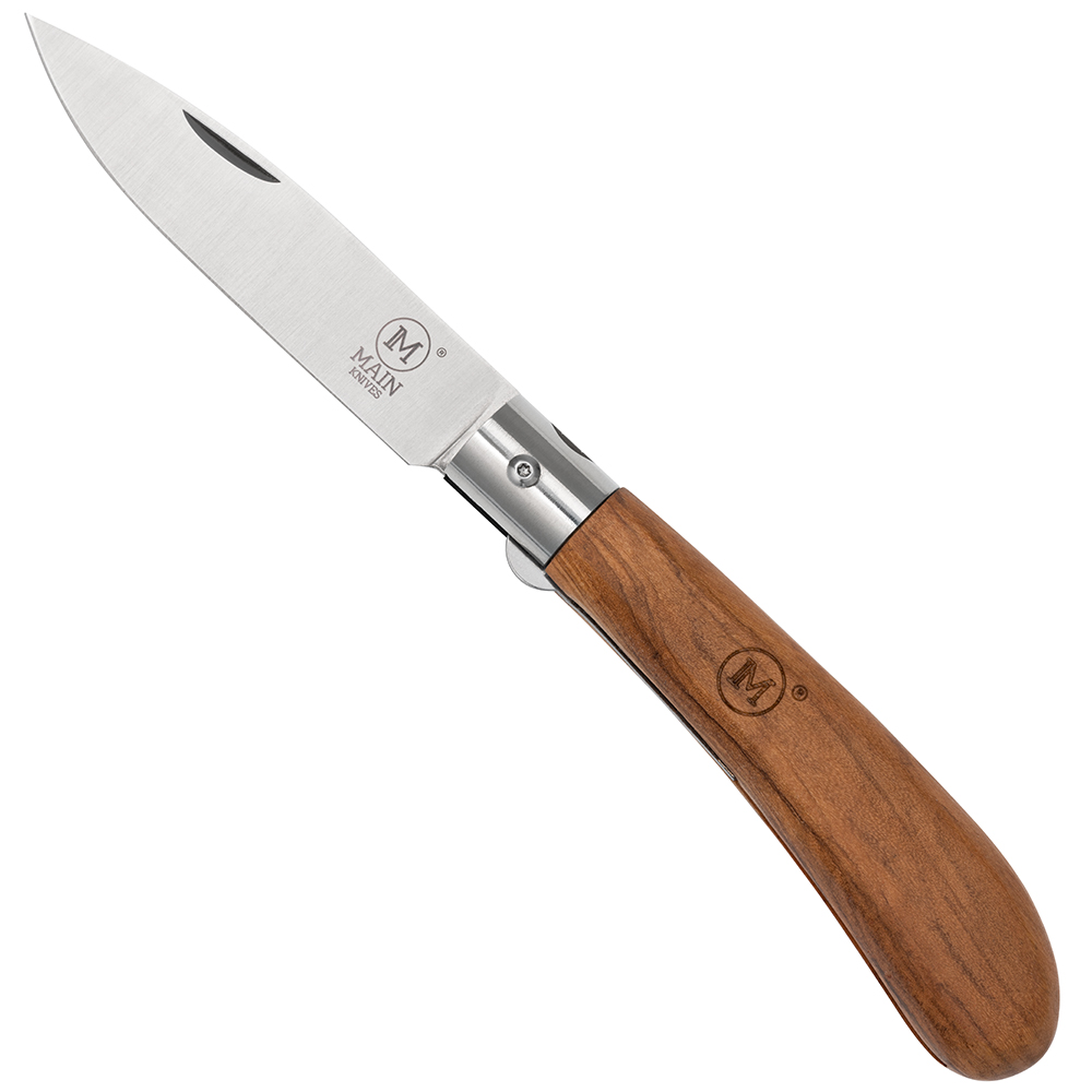 MAIN »German Line« Folding Knife, Drop Point, Olive Wood