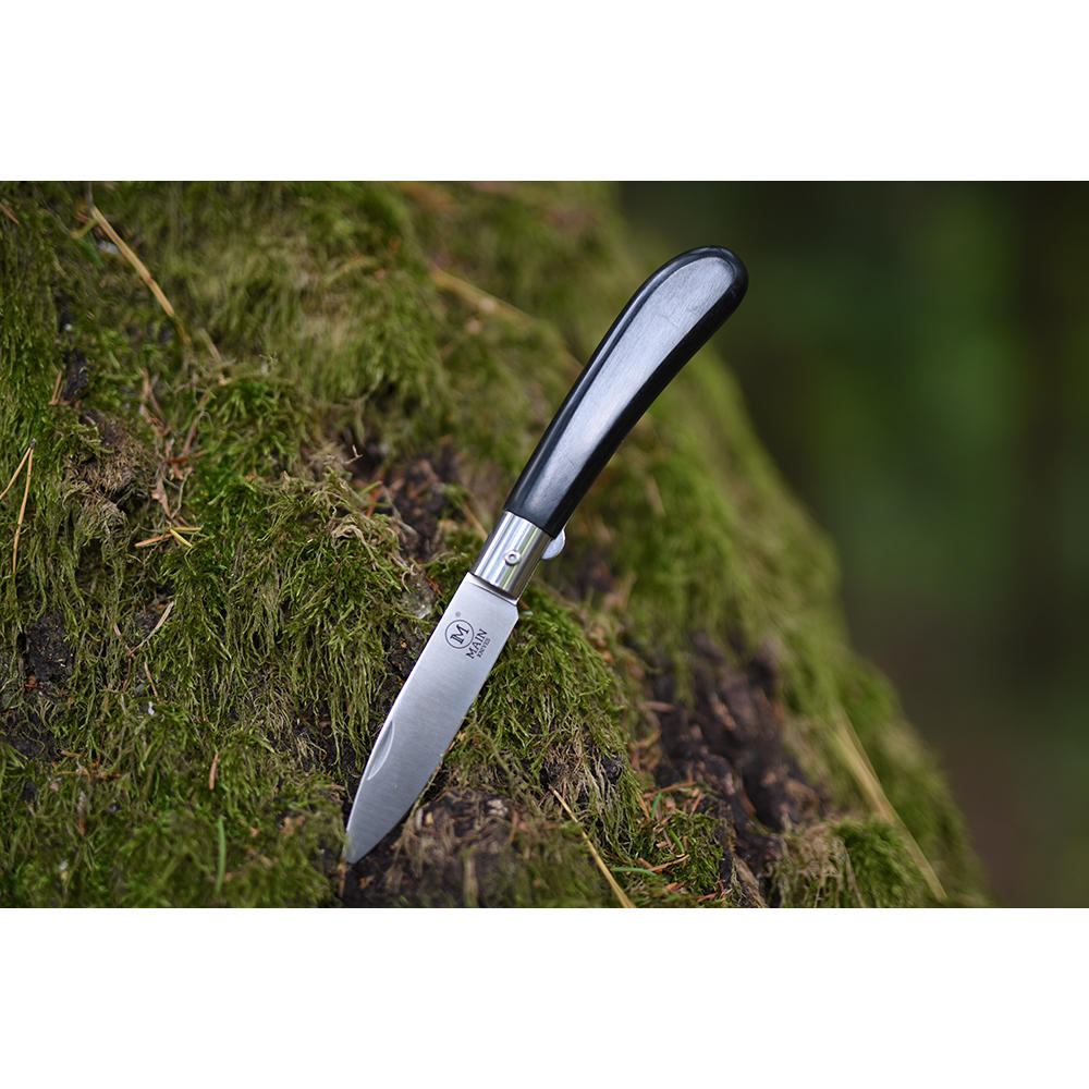 MAIN »German Line« Folding Knife, Drop Point, Black Pakka Wood