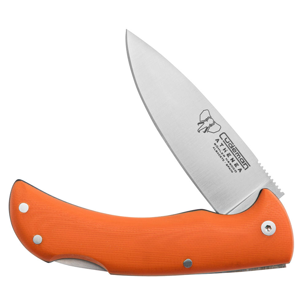 Cudeman Athenea Klappmesser, G10 orange, inkl. Lederetui