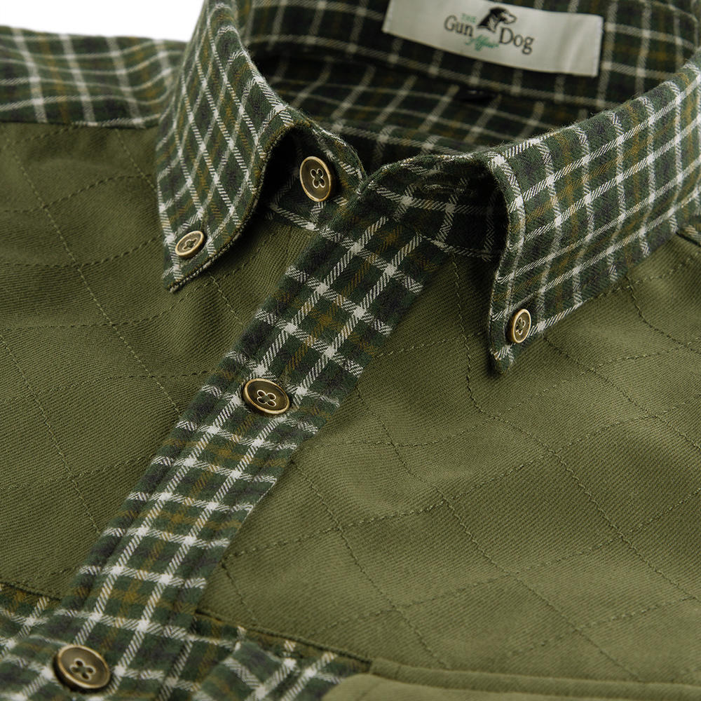 Chemise de plein air pour homme, carreaux, vert/beige