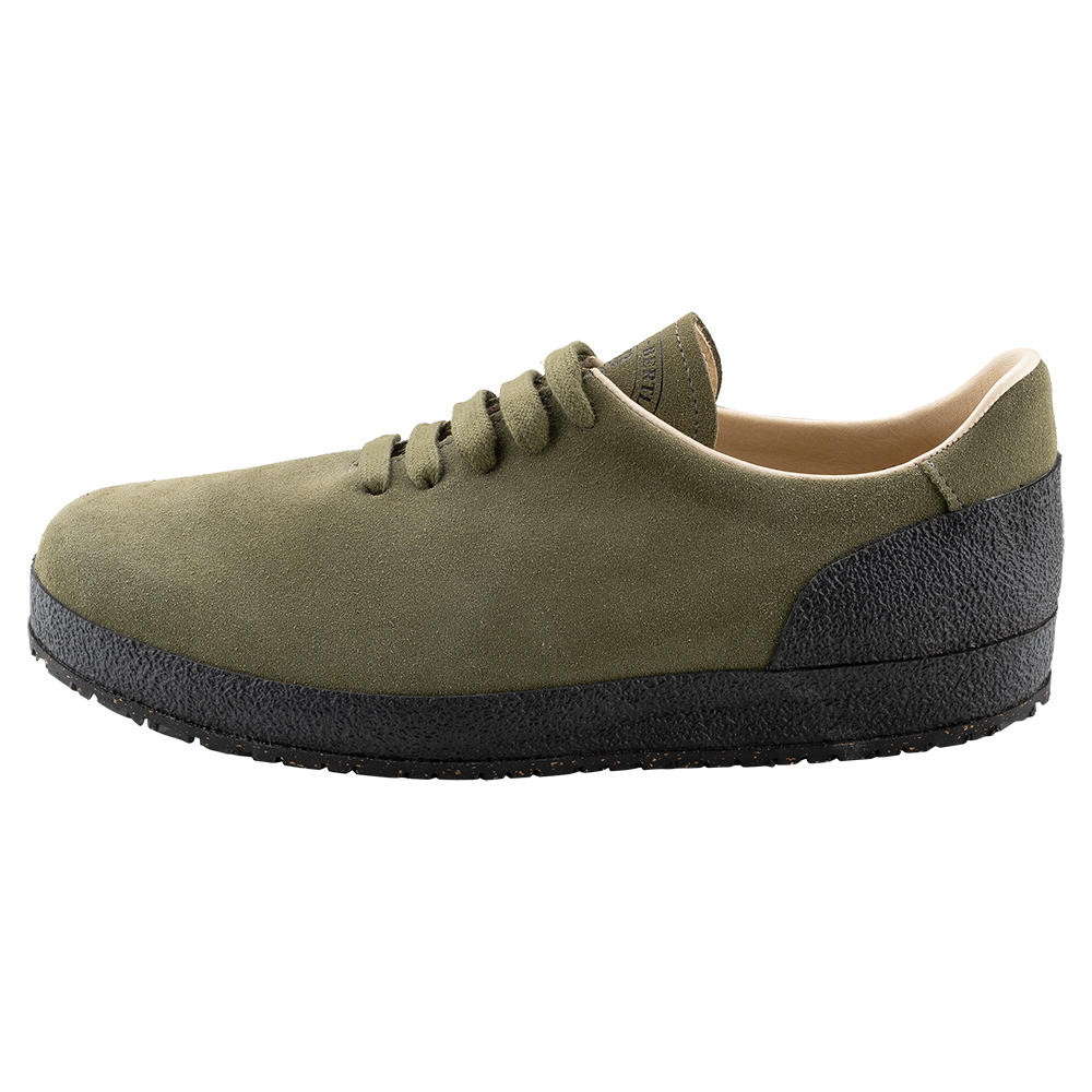 Sneaker Bertl, cuir velours, vert olive