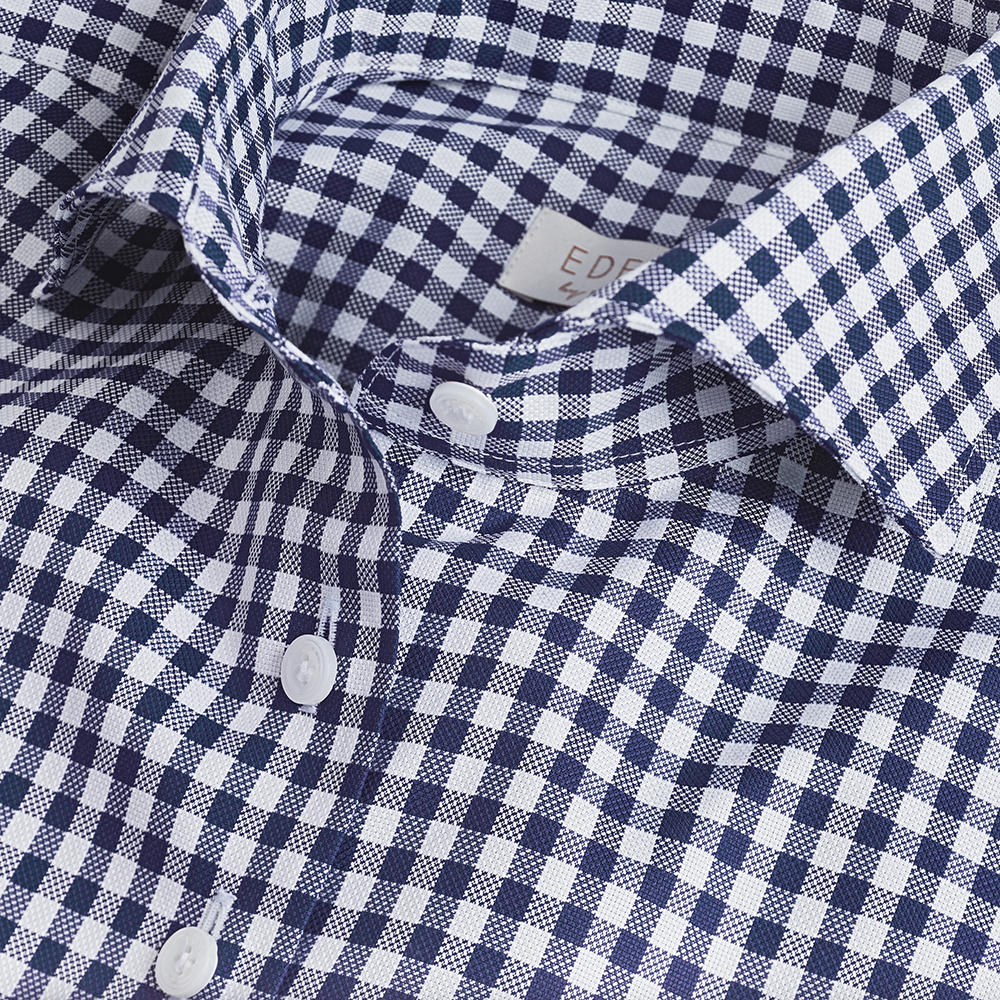 Damenbluse Gingham, blau-weiß