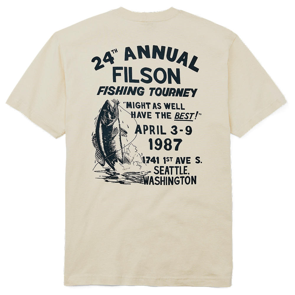 Filson S/S Pioneer Graphic T-Shirt, Stone/Fishing Tourney