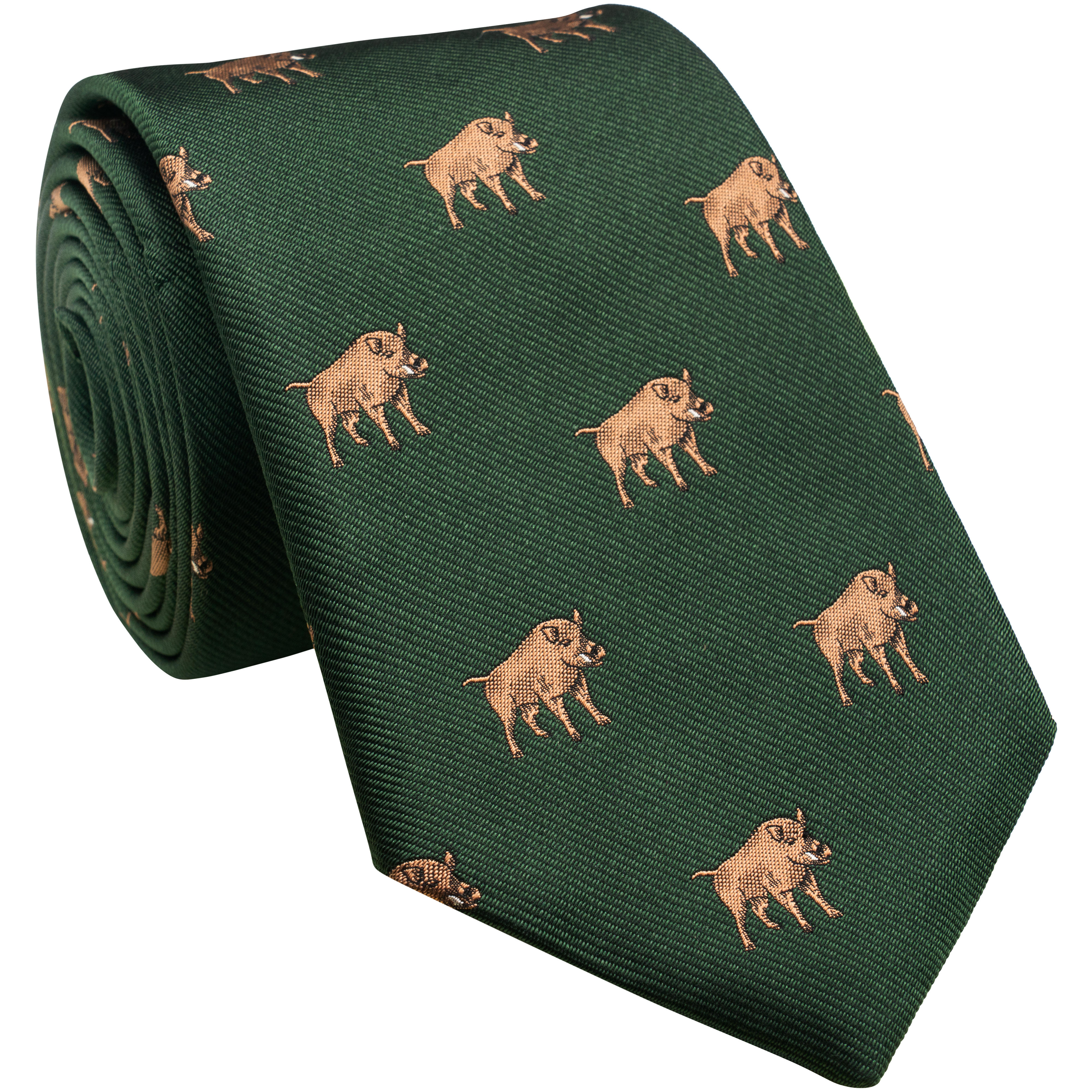 The GunDog Affair Tie, Wild Boar Motif, Green