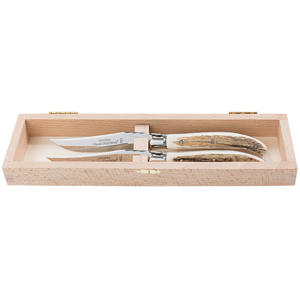 Laguiole Steak- und Tafelmesser, Hirschhorn, Satz, 2-teilig