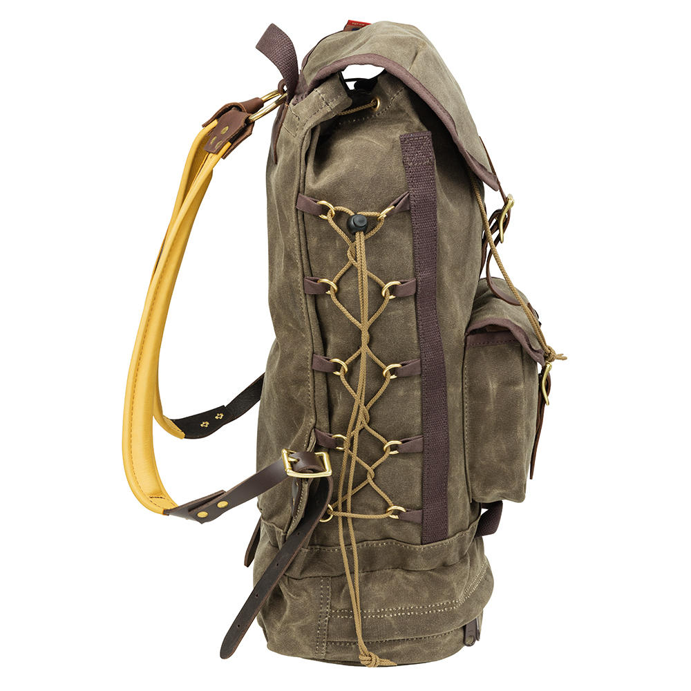 Frost River Summit Boulder Backpack, with Buckskin Straps, Dark Olive