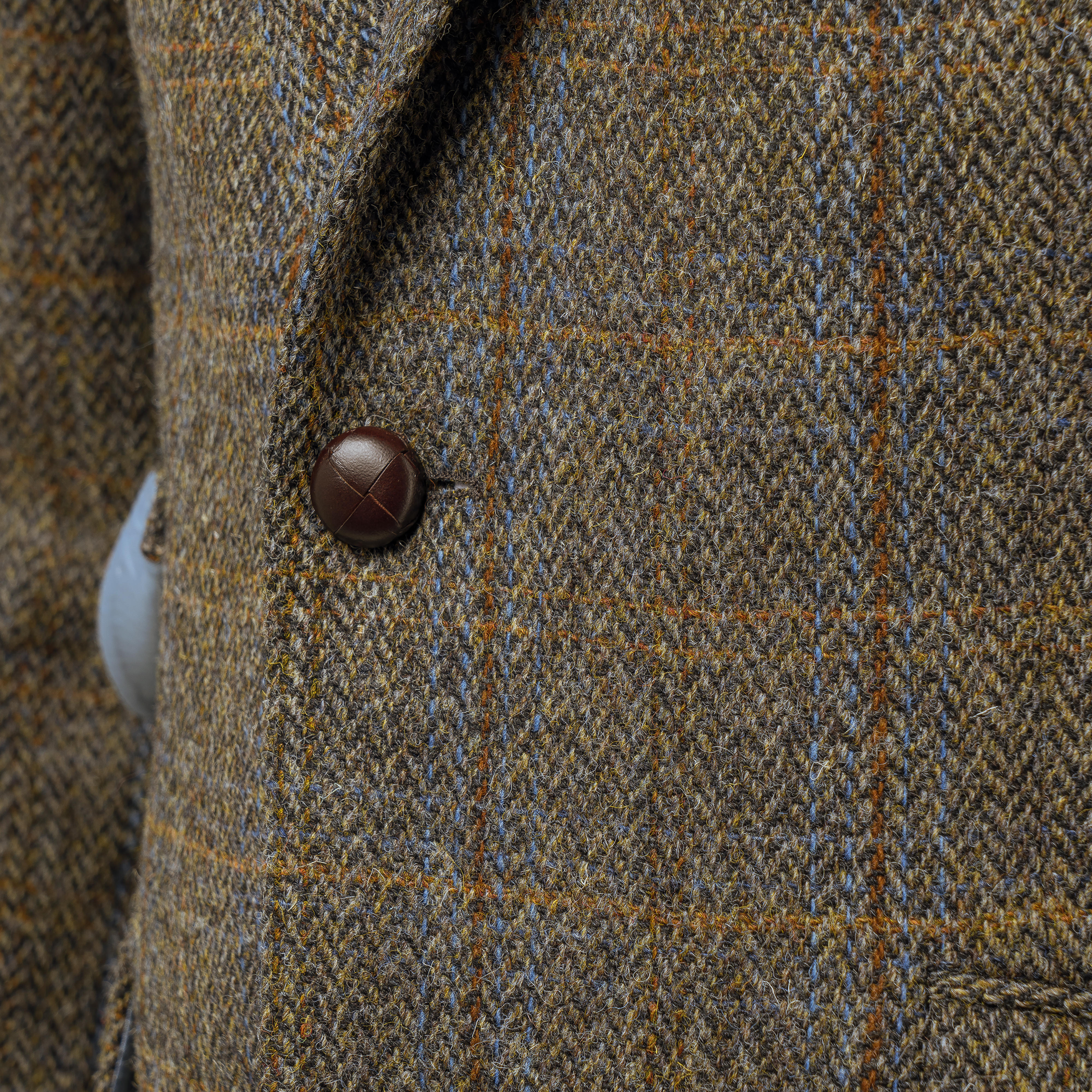 Men’s Sports Jacket, Harris Tweed, Herringbone, Green/Blue/Brown