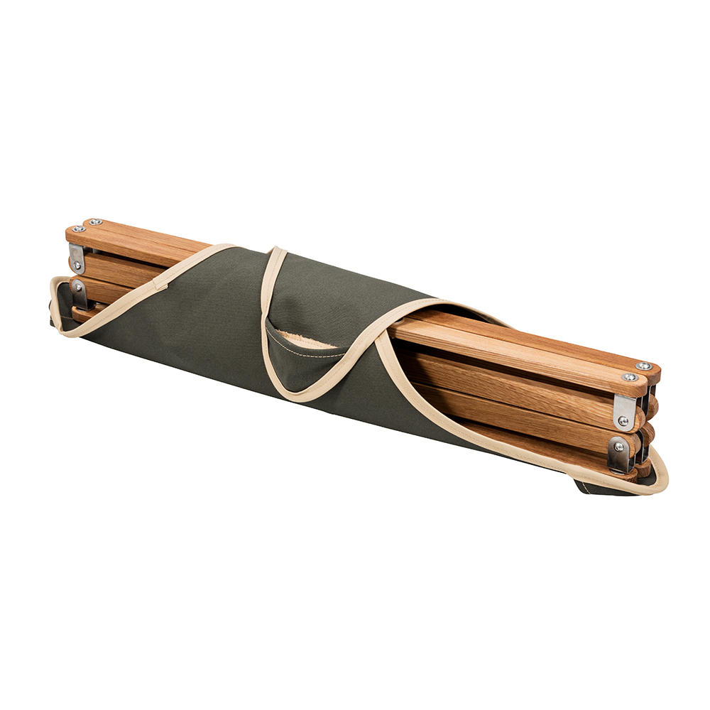 Kampierhocker Folding Stool, Oak, Canvas, Olive