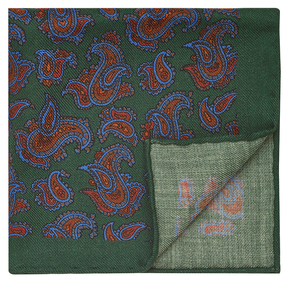 Einstecktuch, Paisleys grün/braun