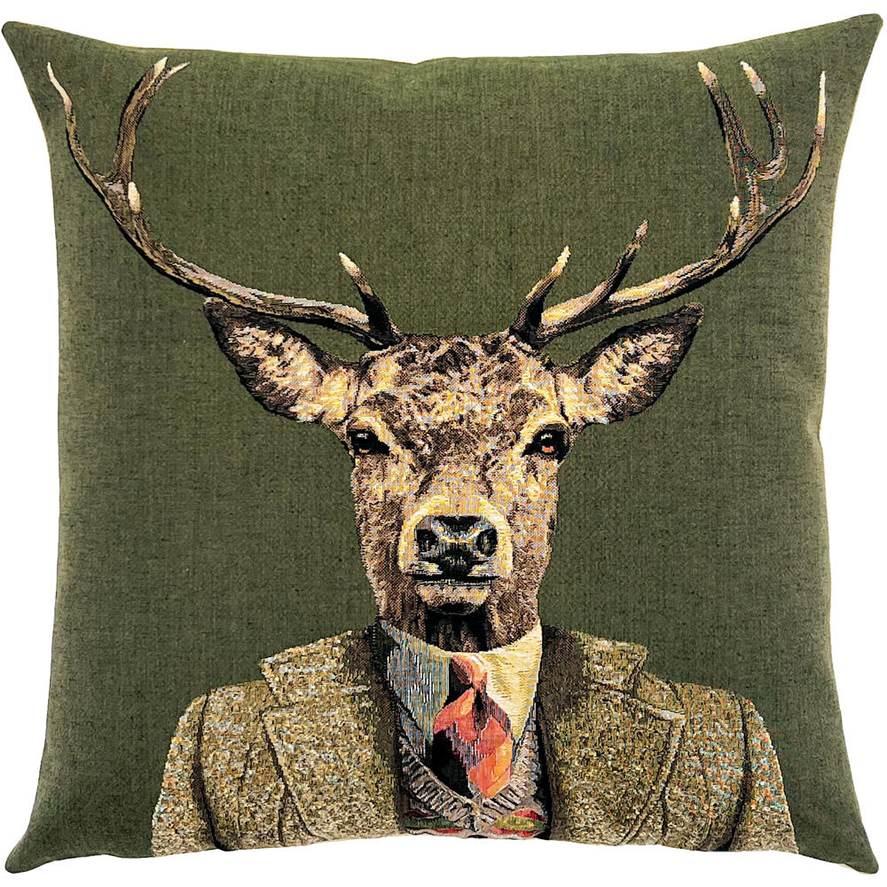 Housse de coussin en tapisserie "Cerf avec cravate