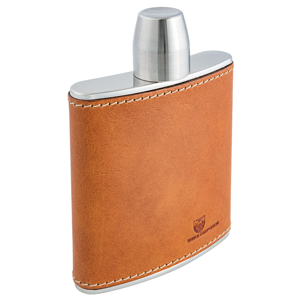 BEIER Hipflask with Screw Cap, 175 ml, Light Brown