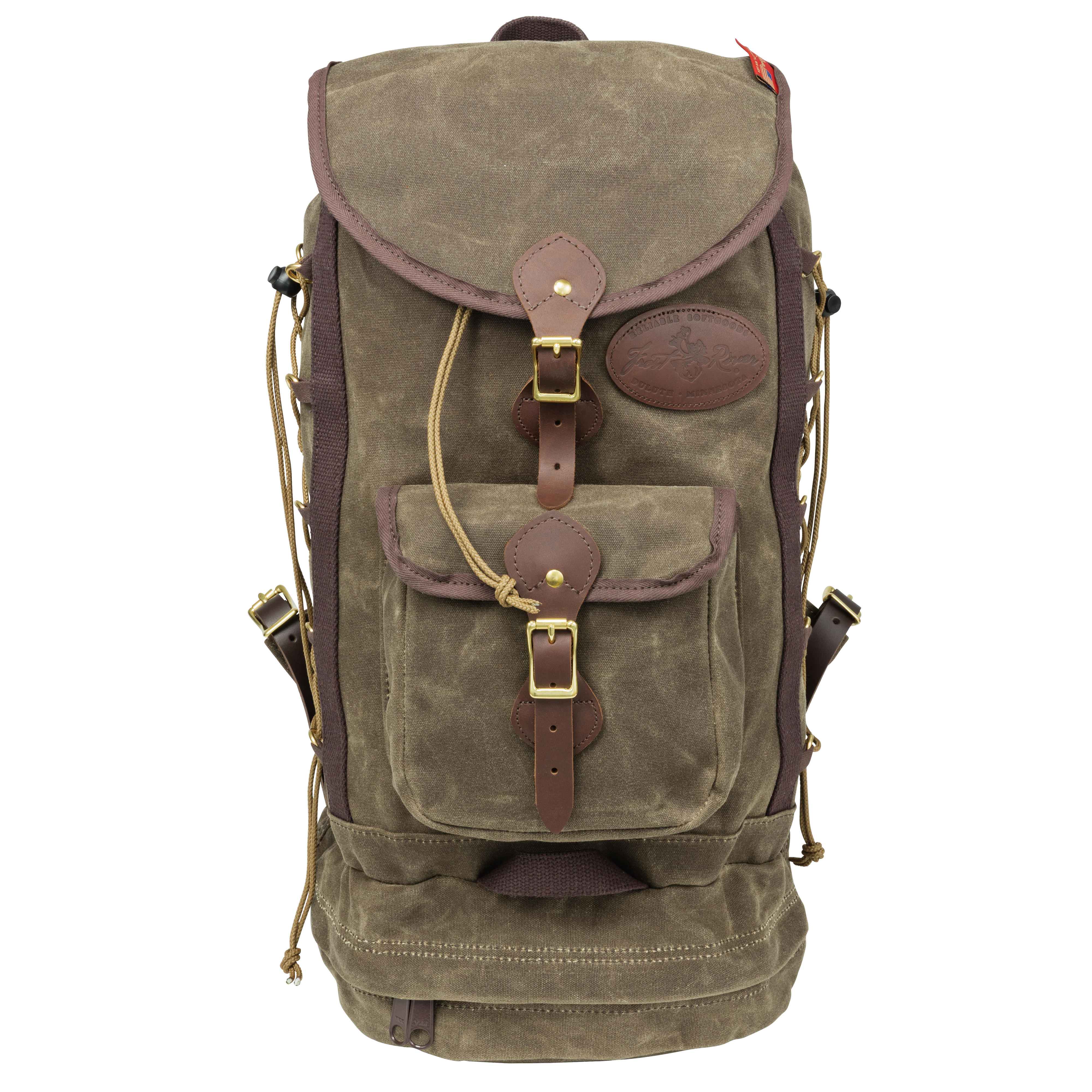 Frost River Summit Boulder Backpack, with Buckskin Straps, Dark Olive
