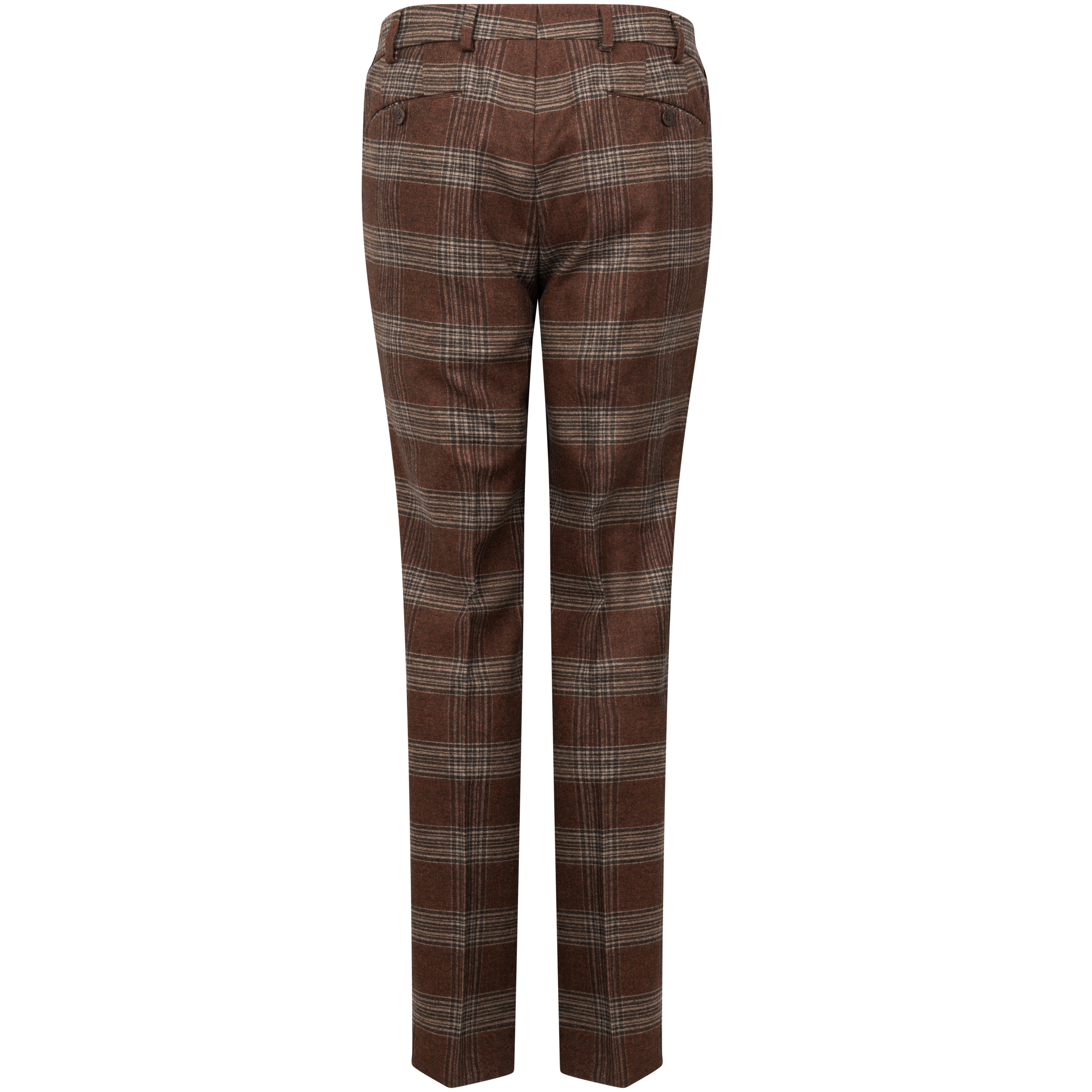 Meyer »Bonn« Men's Wool Trousers, Brown Check