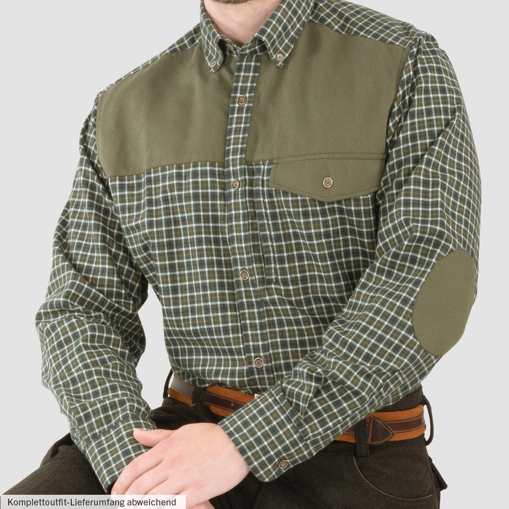 Chemise de plein air pour homme, carreaux, vert/beige