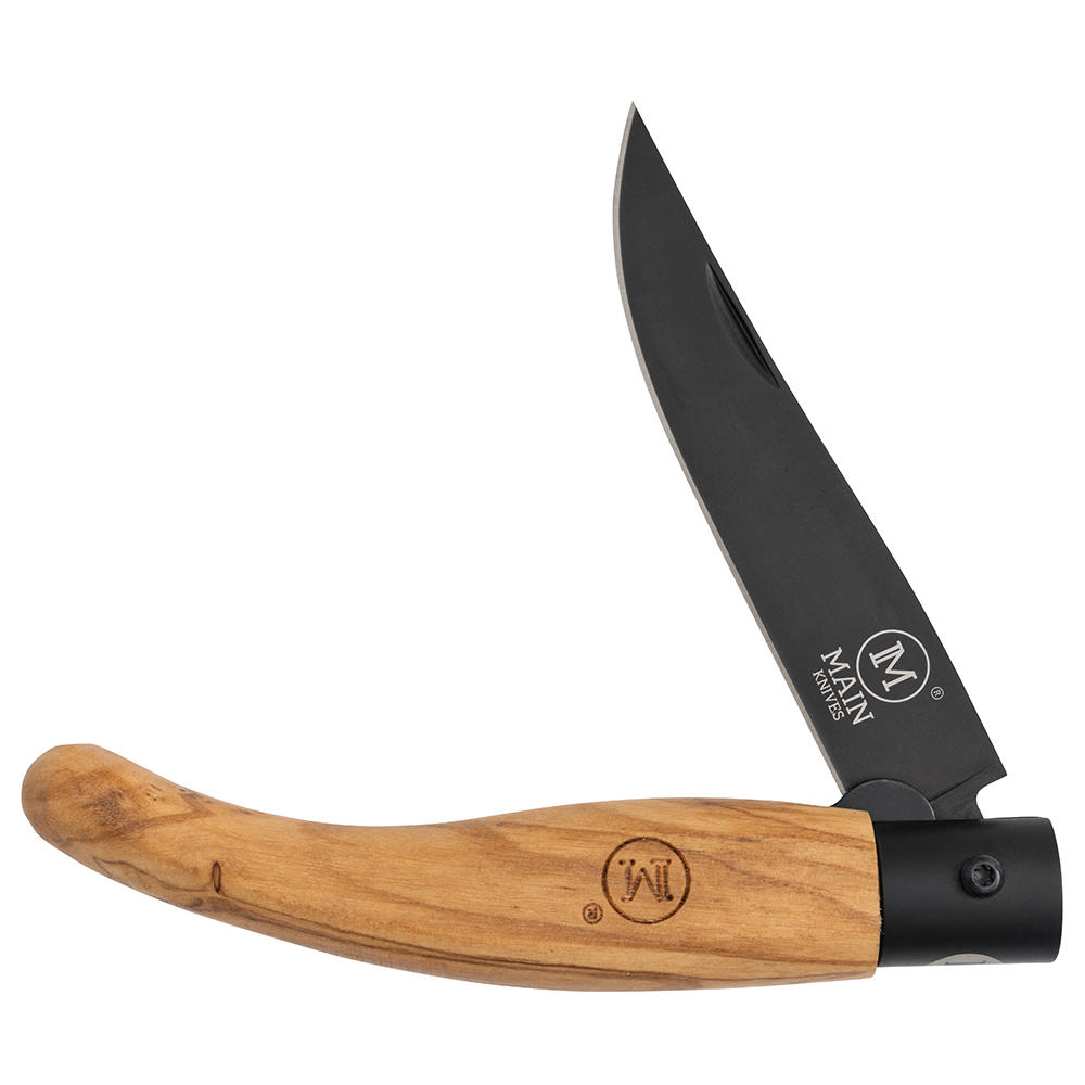 MAIN »Spanish Line« Folding Knife, Titanium-coated, Olive Wood