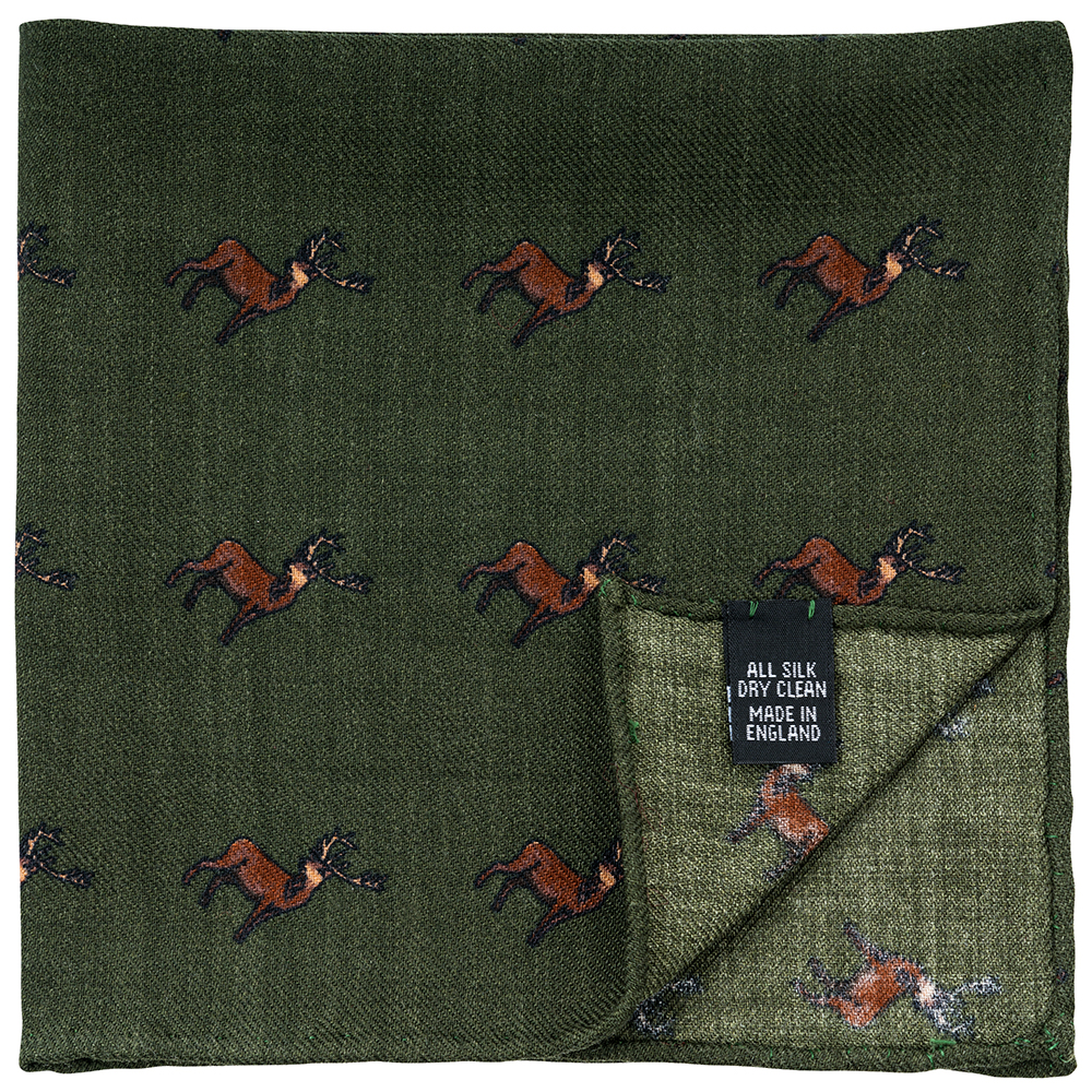 Pocket Square, Stag, Green