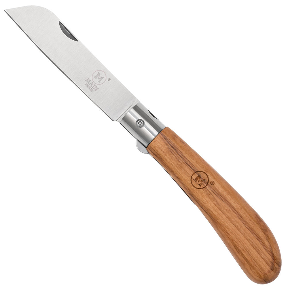 MAIN »German Line« Folding Knife, Sheep Foot, Olive Wood
