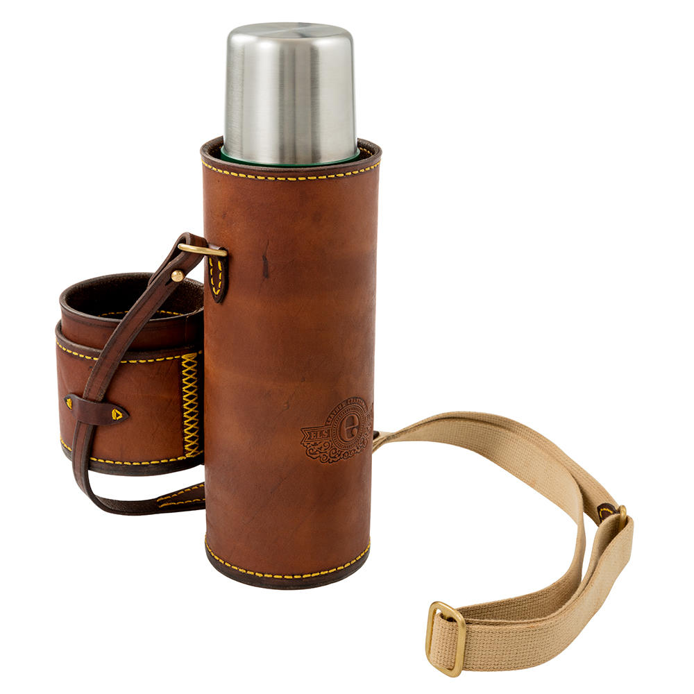Bouteille isotherme avec sacoche Els & Co. » Diepkloof «, cuir