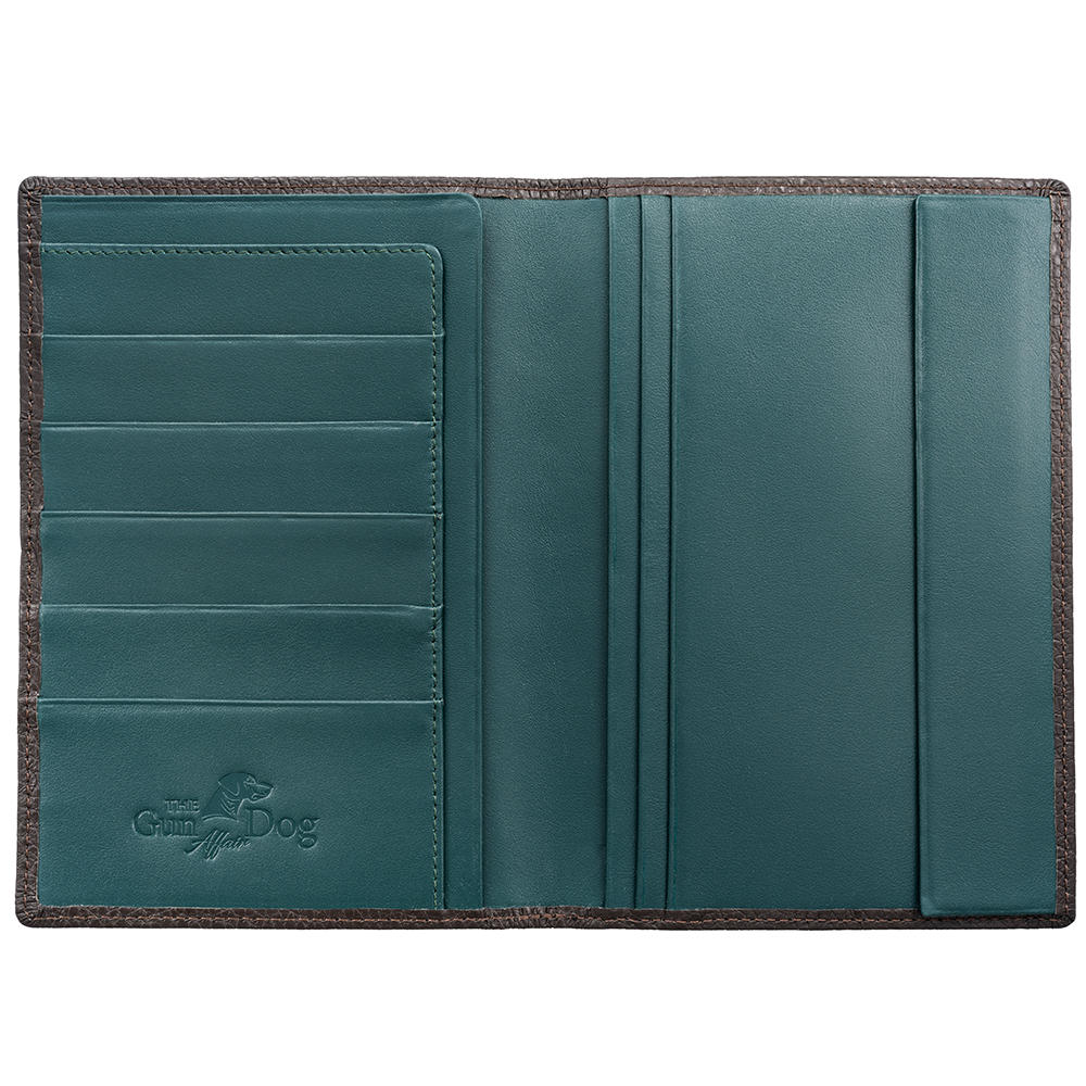 »The GunDog Affair« Leather Case for Hunting License, Brown/Green