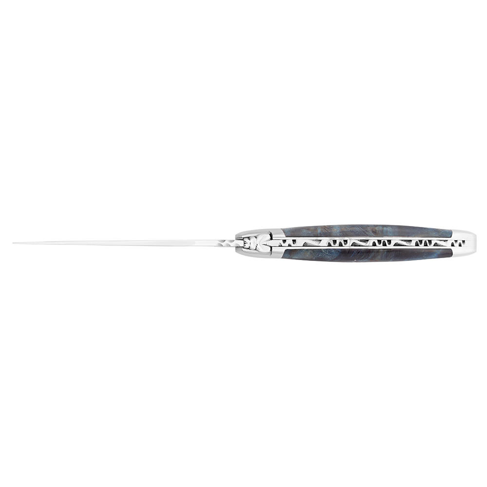 Laguiole Klappmesser, Pappelmaserholz blau